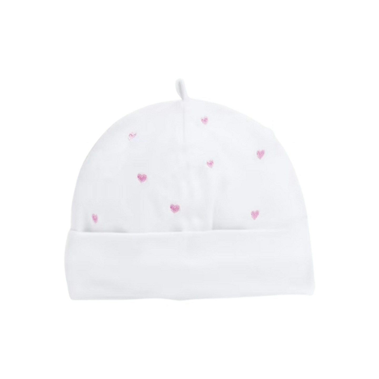 Pink Heart Embroidered Cotton Baby Hat