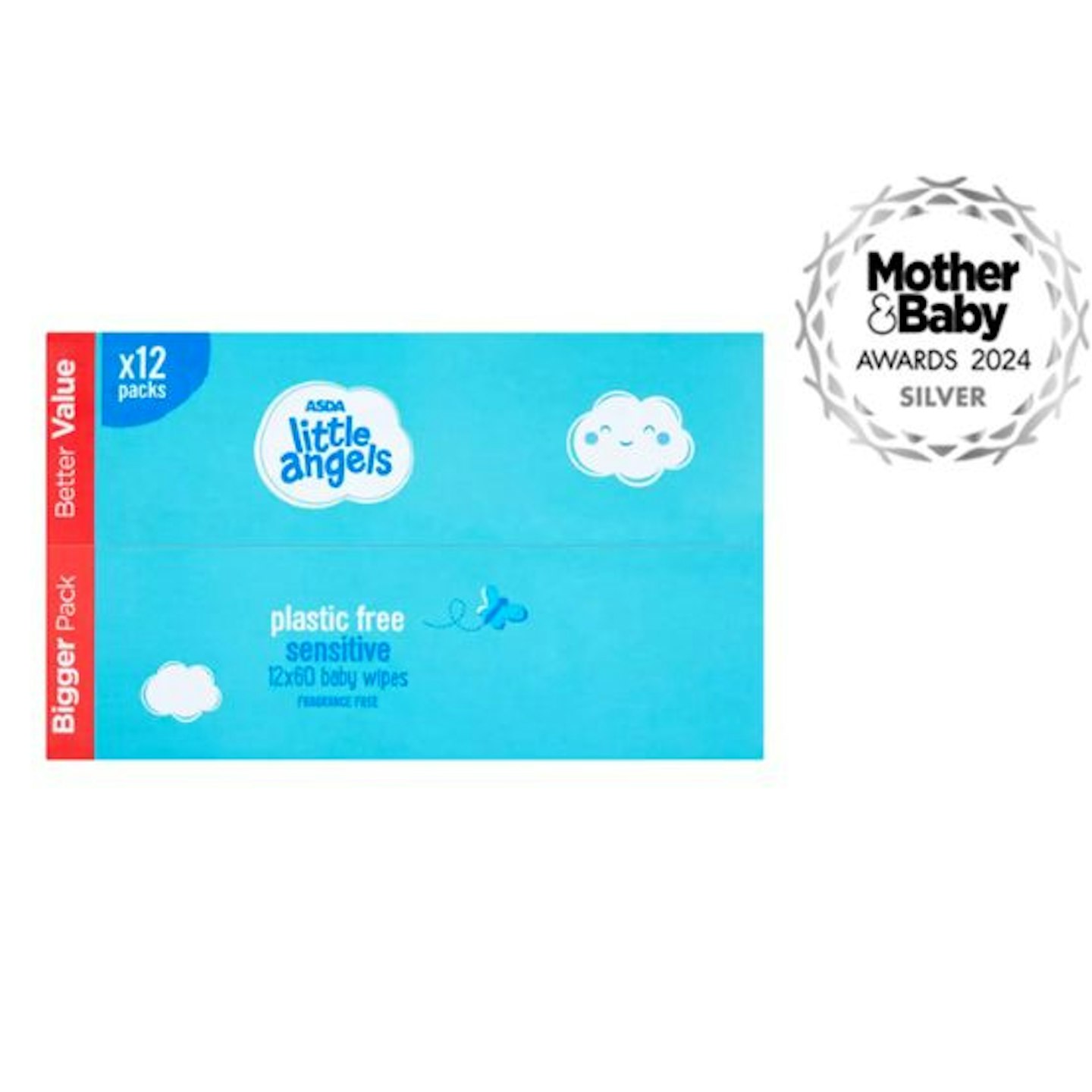 ASDA Little Angels Plastic Free Sensitive 60 Baby Wipes