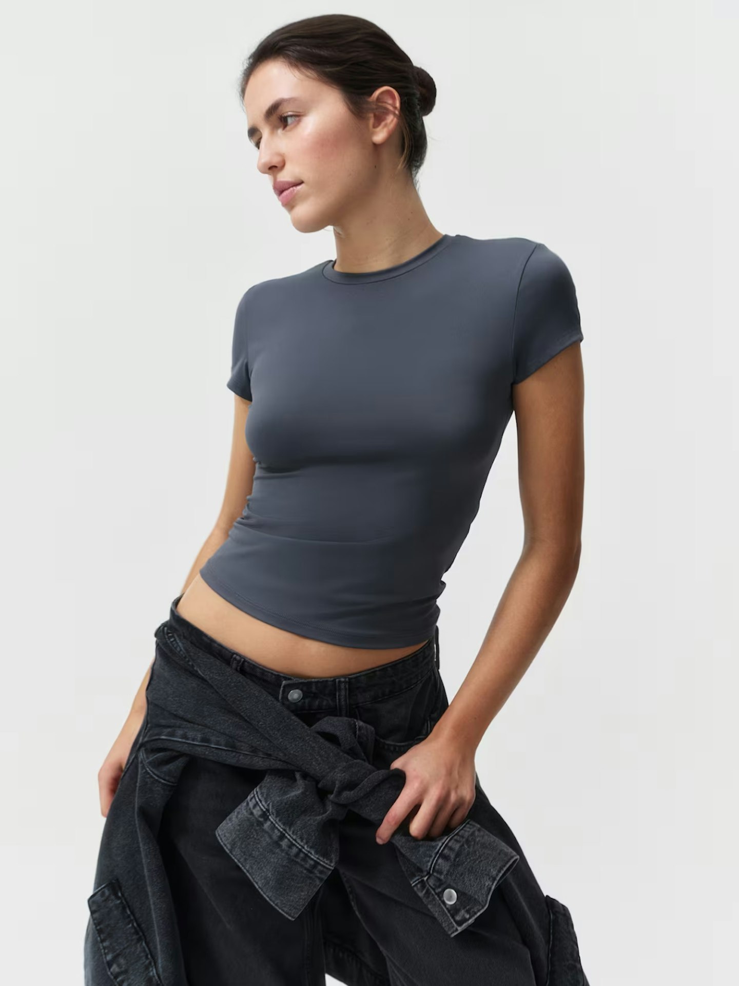 H&M Fitted Microfibre T-Shirt