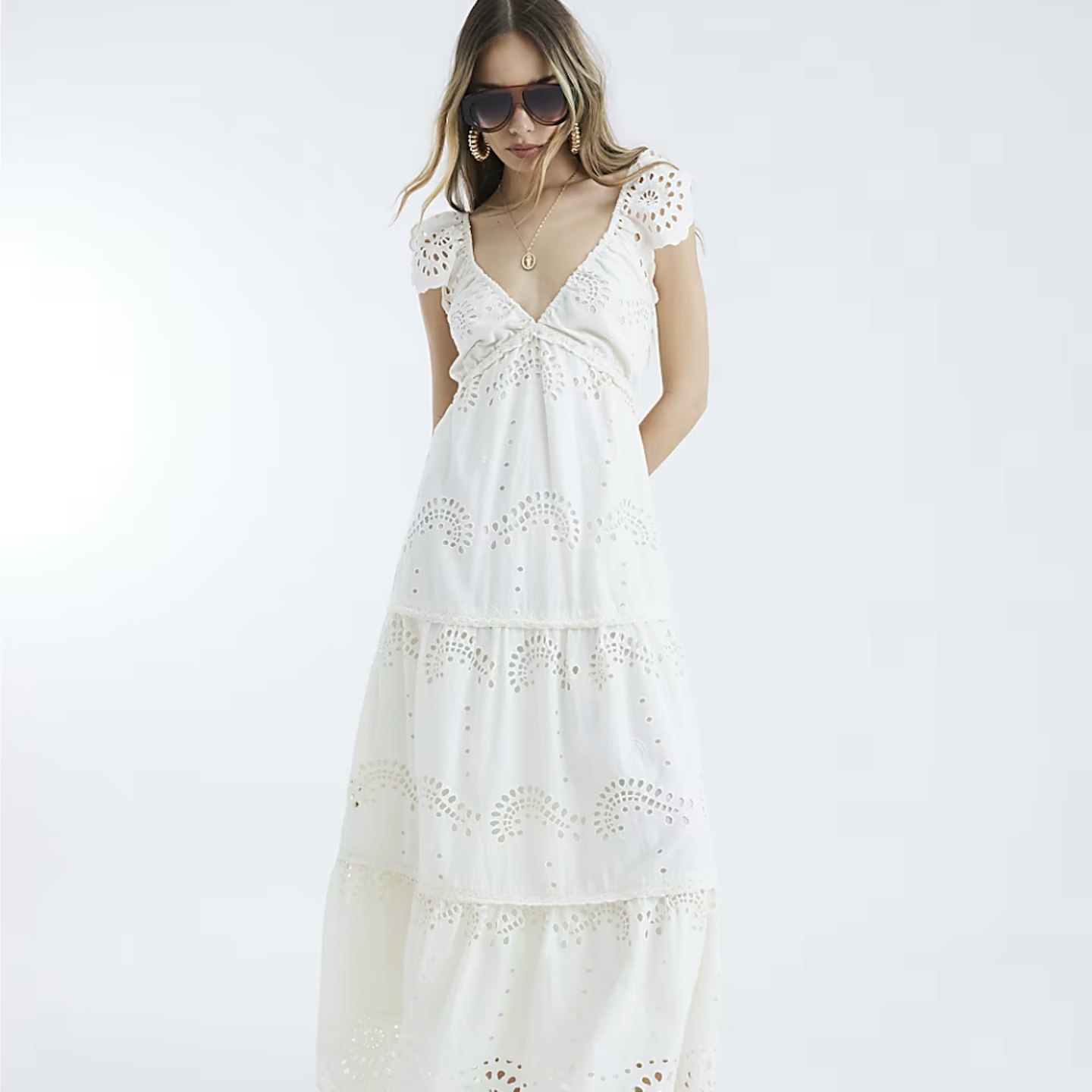 white broderie anglaise dress