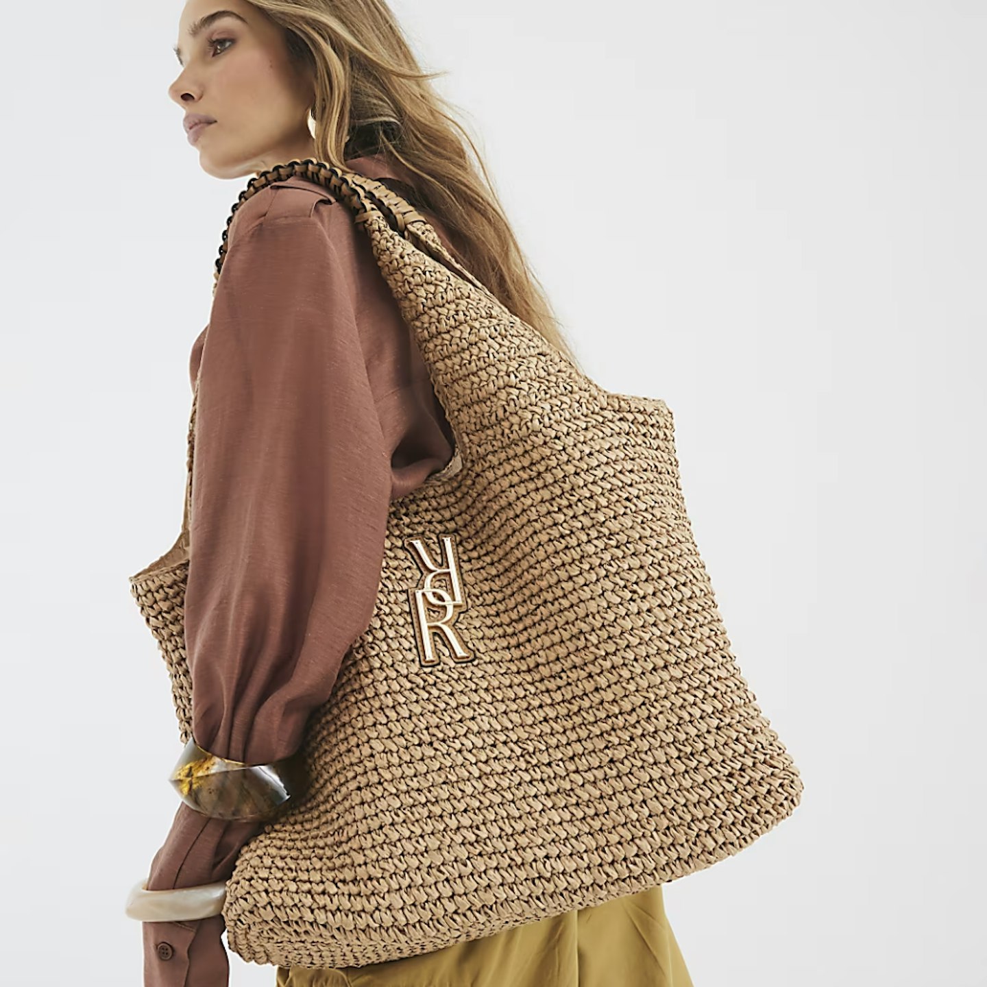 river island raffia bag