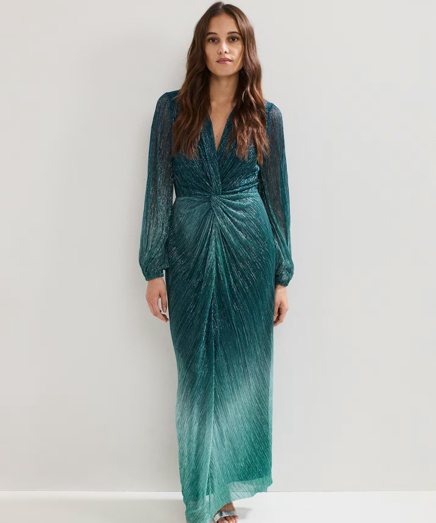 green tie dye sparkly long sleeve dress