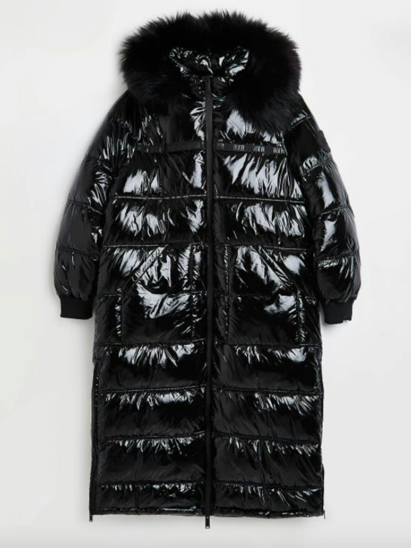 River Island, Black Patent Puffer Coat