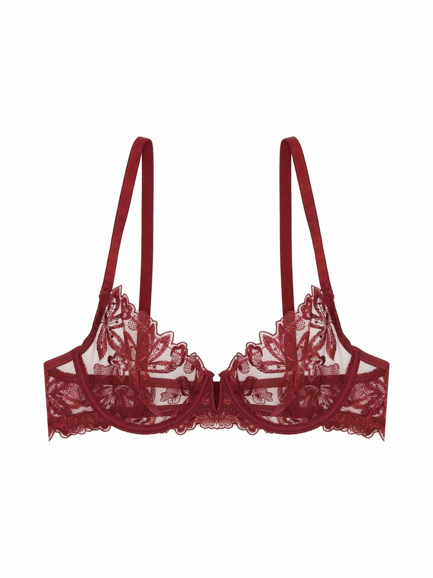 Playful Promises, Eva Dark Cherry Graphic Embroidery Balconette Bra