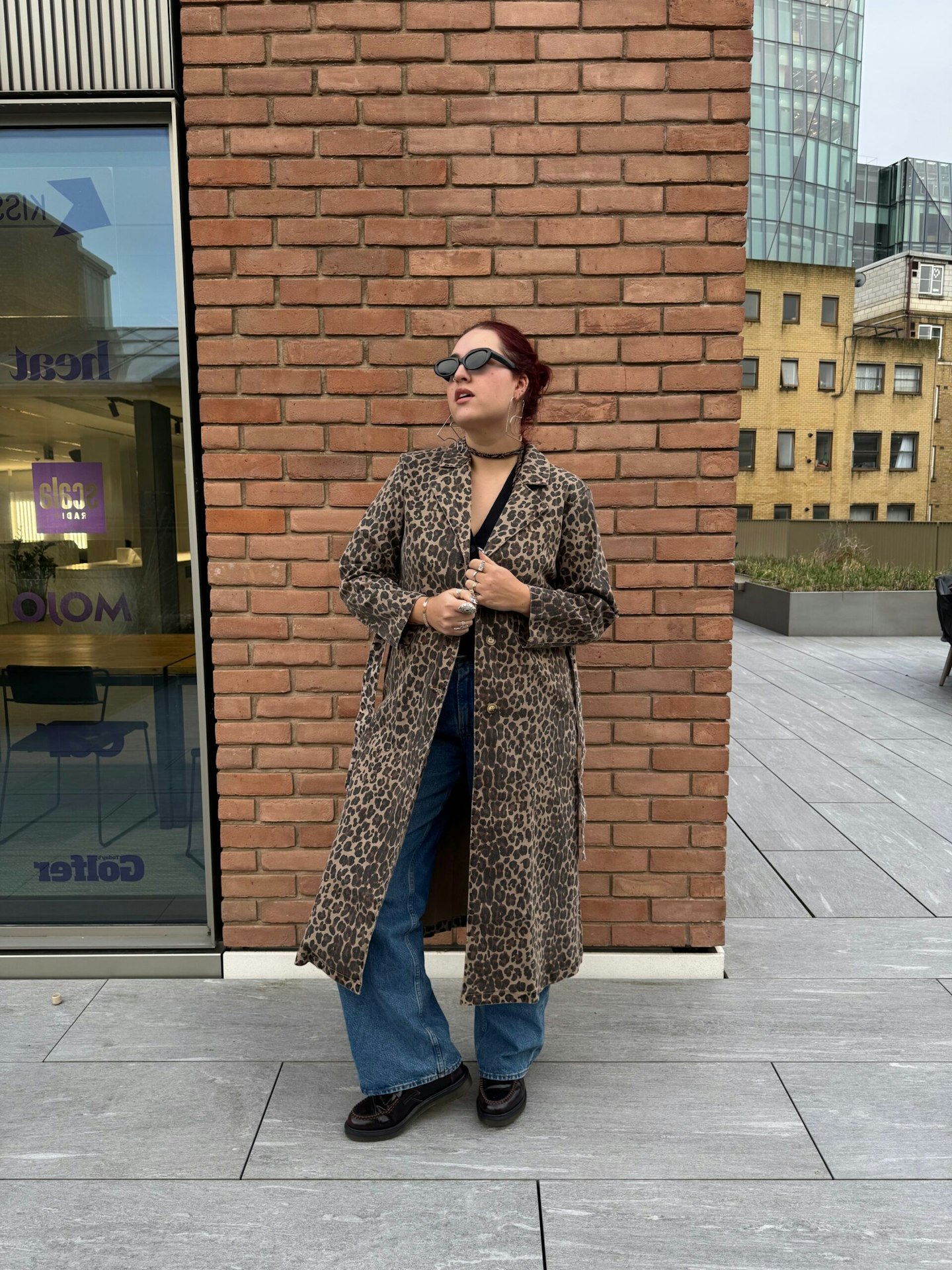 Never Fully Dressed Lucia Leopard Denim 55 Coat