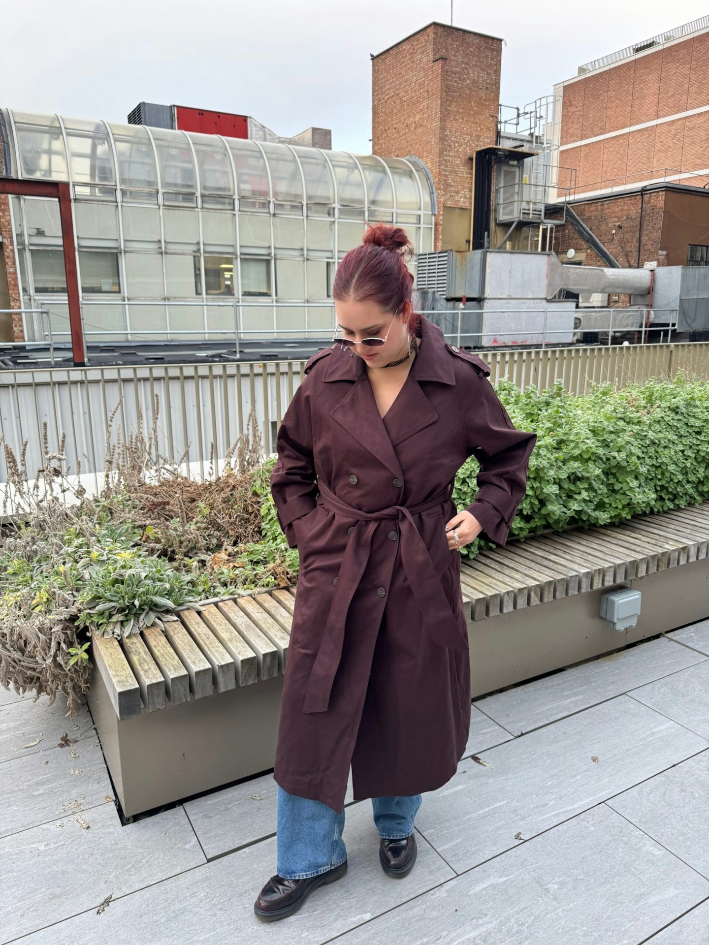Nobody's Child Brown Double-Breasted Trench Coat