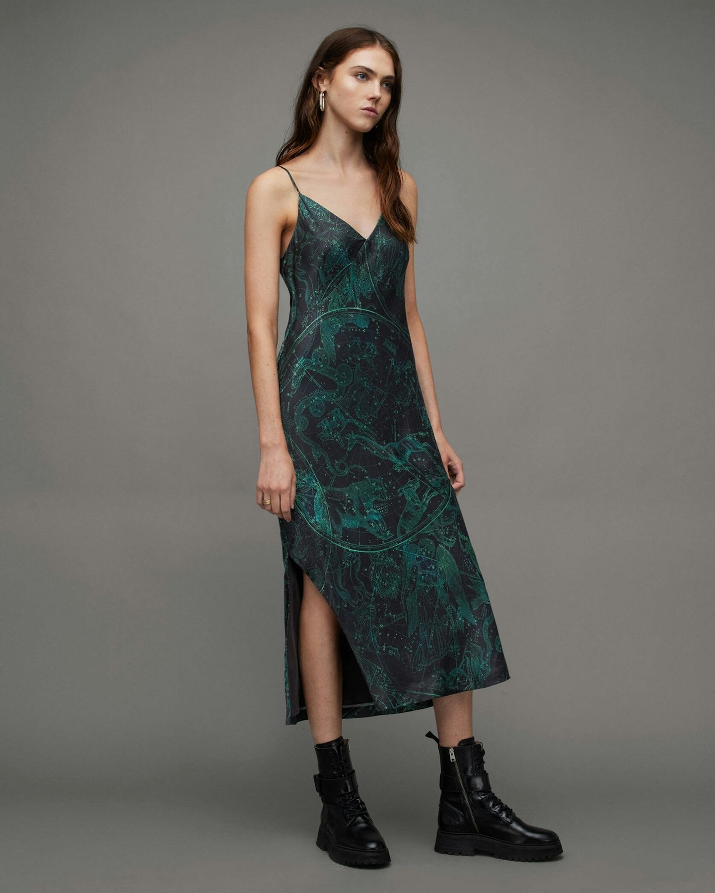 Melody Silk Blend Zig Midi Slip Dress