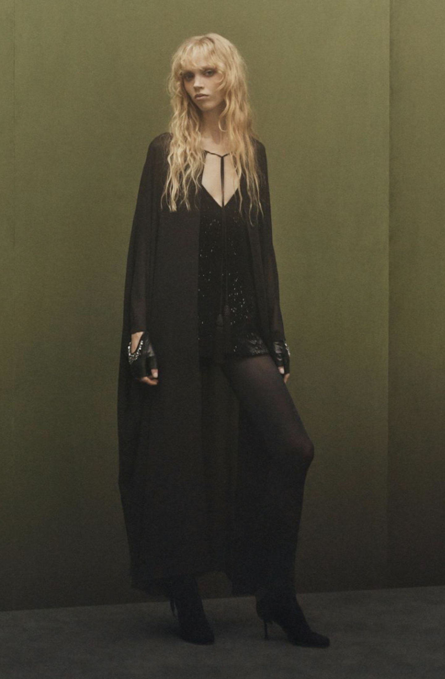 kate moss x zara black cape